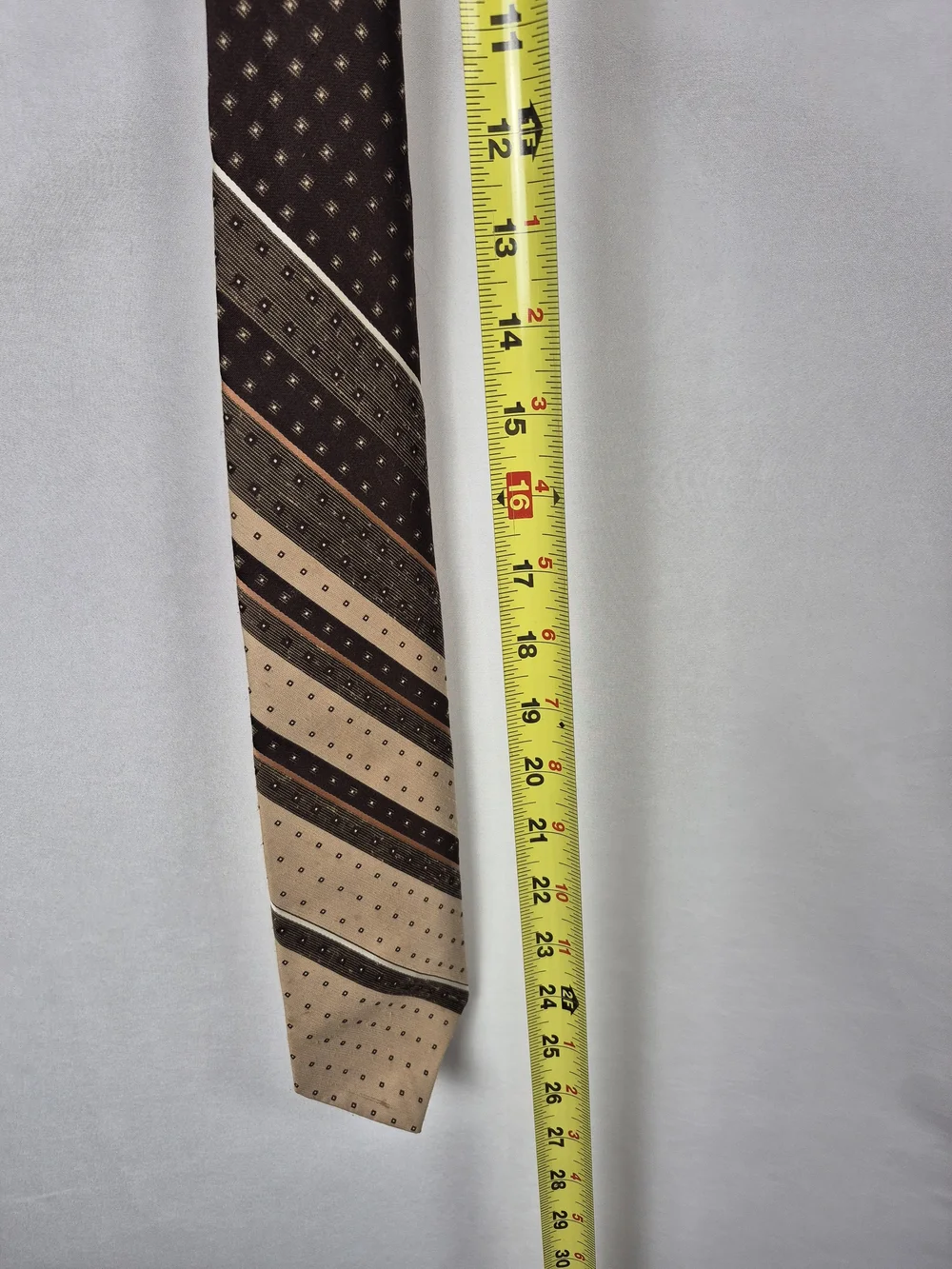 VTG 1970s Jean Claude Vidal Men's Brown and Beige Striped Necktie